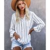 Azura Exchange Striped V Neck Pocket Long Sleeve Top – 2XL