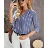 Azura Exchange Striped V Neck Pocket Long Sleeve Top – 2XL