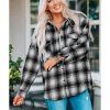 Azura Exchange Plaid Buttons Pocketed Shacket – L