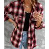 Azura Exchange Plaid Shacket with Buttons Pockets – L