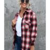 Azura Exchange Plaid Shacket with Buttons Pockets – L