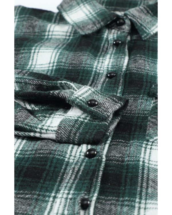 Azura Exchange Plaid Buttons Pocketed Shacket – M