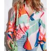 Azura Exchange Abstract Print Cuffed Sleeve Shirt – 2XL