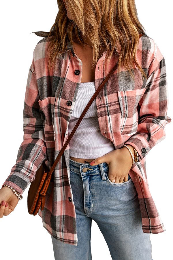 Azura Exchange Button Up Plaid Shirt – L