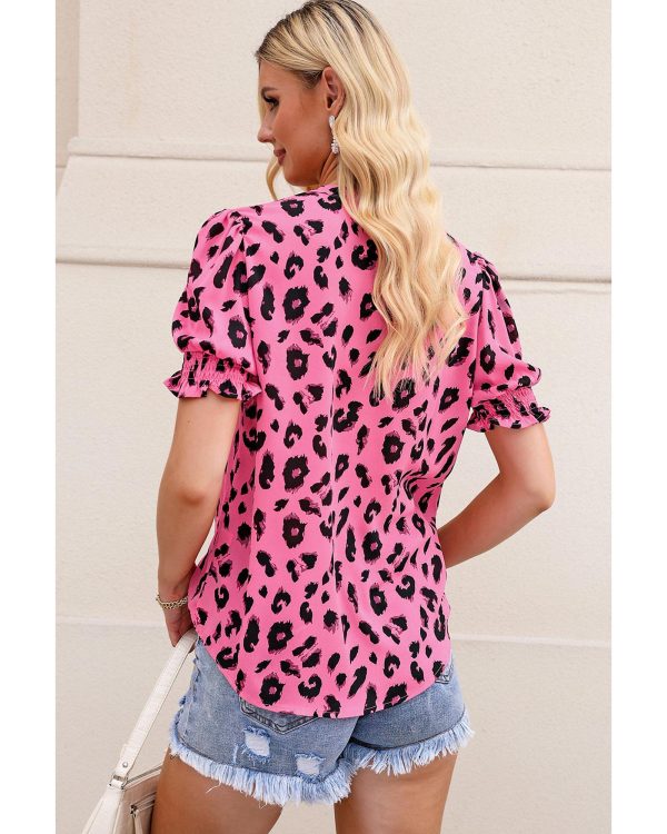 Azura Exchange Leopard Bubble Sleeve Blouse – 2XL