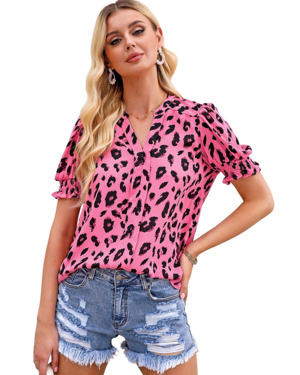 Azura Exchange Leopard Bubble Sleeve Blouse – 2XL