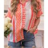 Azura Exchange Buttoned Geometric Striped Shirt – L