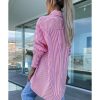 Azura Exchange Long Tail Striped Bishop Sleeve Shirt – L