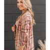 Azura Exchange Plaid Pattern Shirt with Rounded Hem – L