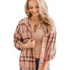 Azura Exchange Plaid Pattern Shirt with Rounded Hem – L