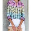 Azura Exchange Vibrant Tie Dye Plaid Button Up Shirt – 2XL