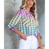 Azura Exchange Vibrant Tie Dye Plaid Button Up Shirt – 2XL