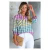 Azura Exchange Vibrant Tie Dye Plaid Button Up Shirt – 2XL