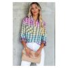 Azura Exchange Vibrant Tie Dye Plaid Button Up Shirt – 2XL