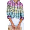 Azura Exchange Vibrant Tie Dye Plaid Button Up Shirt – 2XL