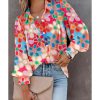 Azura Exchange Floral Print Bubble Sleeve Shirt – 2XL