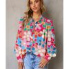 Azura Exchange Floral Print Bubble Sleeve Shirt – 2XL