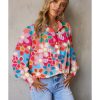 Azura Exchange Floral Print Bubble Sleeve Shirt – 2XL