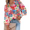 Azura Exchange Floral Print Bubble Sleeve Shirt – 2XL