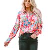 Azura Exchange Floral Print Bubble Sleeve Shirt – 2XL