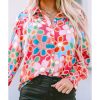 Azura Exchange Floral Print Bubble Sleeve Shirt – 2XL