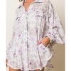 Azura Exchange Floral Print Pleated Flap Pocket Shirt – L