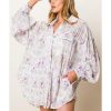 Azura Exchange Floral Print Pleated Flap Pocket Shirt – L