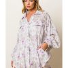 Azura Exchange Floral Print Pleated Flap Pocket Shirt – L