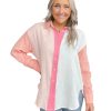 Azura Exchange Long Sleeve Color Block Patchwork Shirt – L