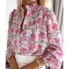 Azura Exchange Frilled Collar Floral Bubble Sleeve Shirt – L