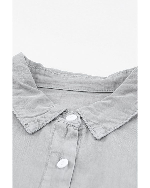 Azura Exchange Denim Shirt with Turn-down Collar – M