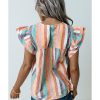 Azura Exchange Striped Tiered Ruffle Cap Sleeve Top – L