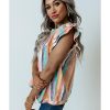 Azura Exchange Striped Tiered Ruffle Cap Sleeve Top – L