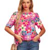 Azura Exchange Flower Print Puff Sleeve Top – L