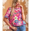 Azura Exchange Flower Print Puff Sleeve Top – L