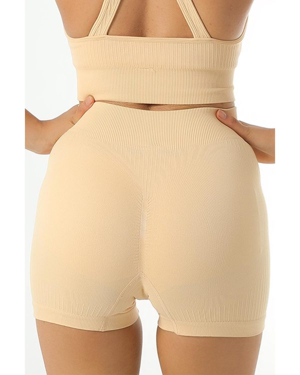 Azura Exchange Textured Butt Lifting High Waist Yoga Shorts – L