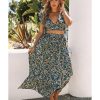 Azura Exchange Floral Ruffled Crop Top and Maxi Skirt Set – L