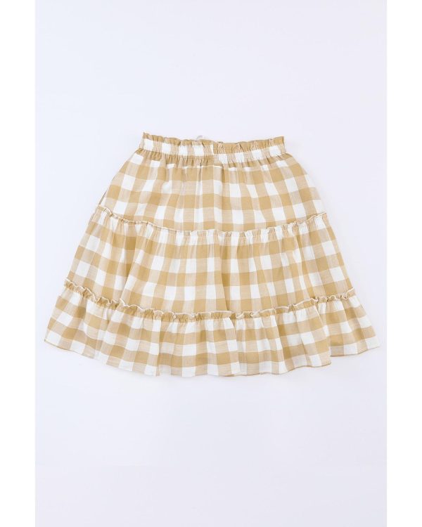 Azura Exchange Plaid Print Ruffle Tiered Mini Skirt – L