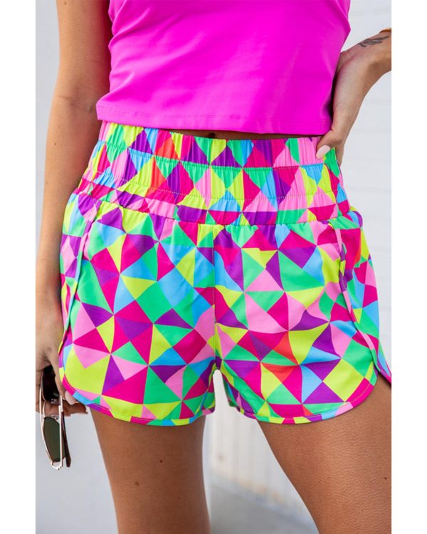 Azura Exchange Geometric High Waisted Athletic Shorts – M