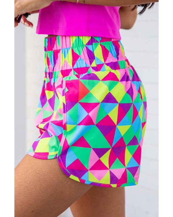 Azura Exchange Geometric High Waisted Athletic Shorts – M