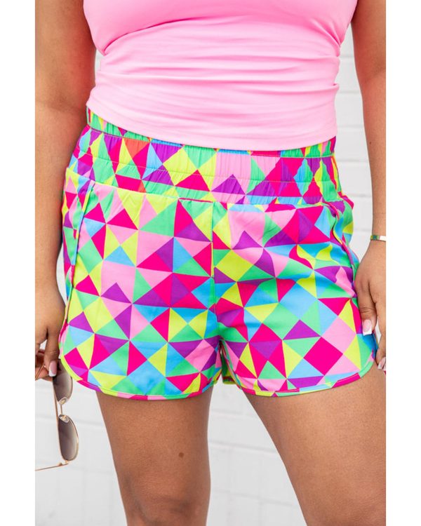 Azura Exchange Geometric High Waisted Athletic Shorts – M