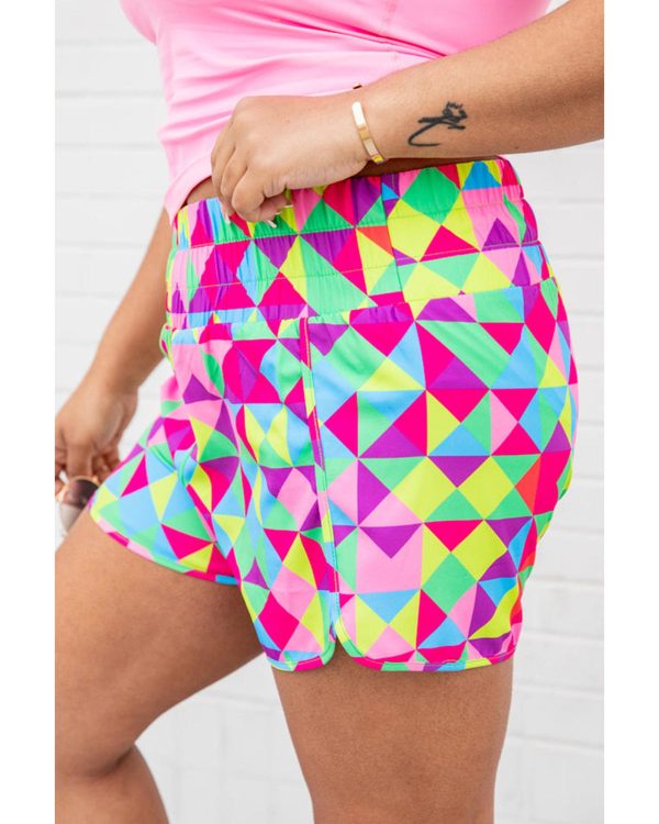 Azura Exchange Geometric High Waisted Athletic Shorts – M