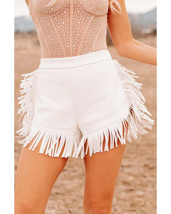 Azura Exchange Fringe Trim Fit Flare Shorts – 16 US