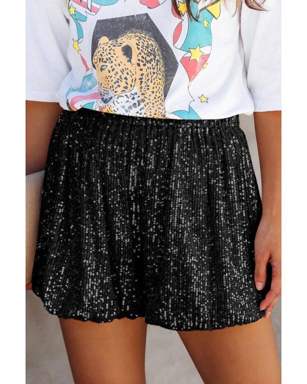 Azura Exchange Sequin High Waist Casual Shorts – L