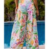 Azura Exchange Tropical Leafy Print Wide Leg Pants with Belt – XL