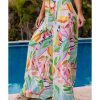 Azura Exchange Tropical Leafy Print Wide Leg Pants with Belt – XL