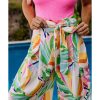 Azura Exchange Tropical Leafy Print Wide Leg Pants with Belt – XL