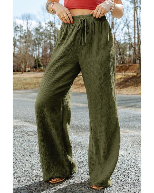 Azura Exchange Textured Wide Leg Pants – L