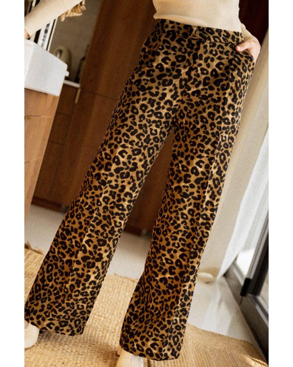 Azura Exchange Leopard Print Wide Leg Pants – L