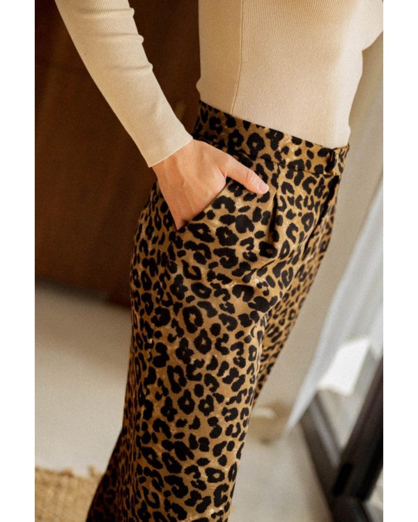 Azura Exchange Leopard Print Wide Leg Pants – L